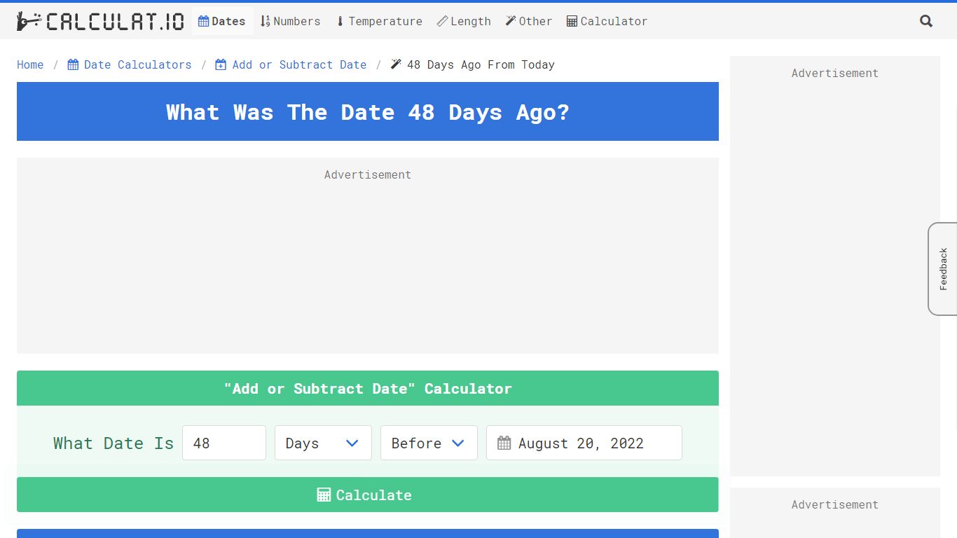 48 Days Ago From Today | Calculate